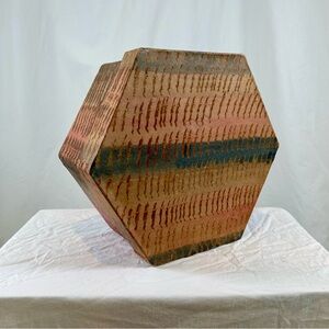 Vintage 1970s Paper Covered Bohemian Hexagon Box